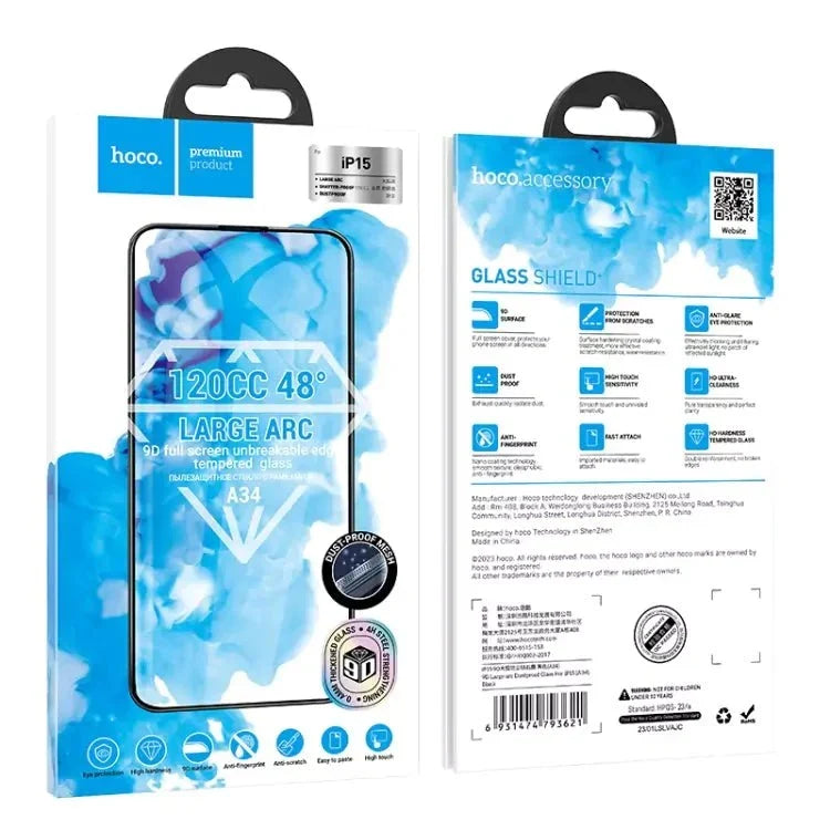 Hoco 9D large arc dustproof glass for iP15 Plus(A34) - Saif Al Najmi KwScreen GaurdsHocoSaif Al Najmi KwHOCO A341324849D large arc dustproof glass for iP15 Plus(A34) - Saif Al Najmi Kw
