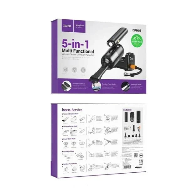Hoco Cool 5 - in - 1 Multifunctional Vacuum Cleaner & Air Pump Black DPH05 - Saif Al Najmi KwVacuum CleanerHocoSaif Al Najmi Kwdph05132833Hoco Cool 5 - in - 1 Multifunctional Vacuum Cleaner & Air Pump Black DPH05 - Saif Al Najmi Kw
