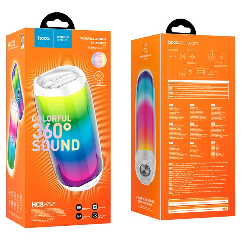 Hoco HC8 Pulsating colorful luminous wireless speaker - White - Saif Al Najmi KwWireless SpeakersHocoSaif Al Najmi KwHC8-WHIHoco HC8 Pulsating colorful luminous wireless speaker - White - Saif Al Najmi Kw