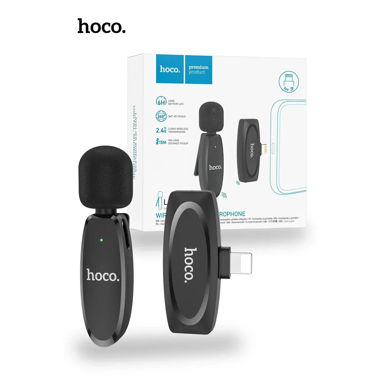 Hoco L15 Lightning Crystal Lavalier Wireless Digital Microphone - Saif Al Najmi Kw