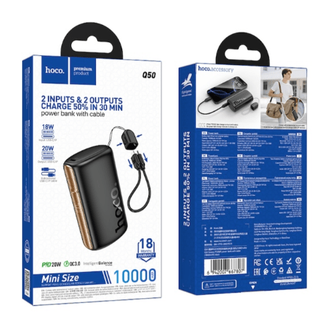 Hoco Q50 Victory 10000mAh PD20W Power Bank with Cable - Saif Al Najmi KwPower BankshocoSaif Al Najmi KwHoco Q50 Victory 10000mAh PD20W Power Bank with Cable