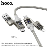 hoco U151 240W 4 in 1 USB and Type-C to Type-C and 8 Pin Charging Cable - Image 3