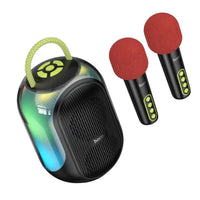 HOCO DS68 Cool RGB Bluetooth Speaker with Dual Wireless Microphones – 10W – Black
