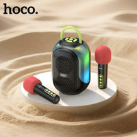 HOCO DS68 Cool RGB Bluetooth Speaker with Dual Wireless Microphones – 10W – Black