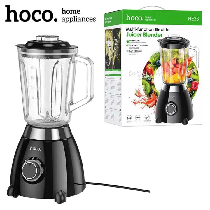 HOCO HE33 Retro Juicer Blender 1.5L 500W with Glass Jar – Black