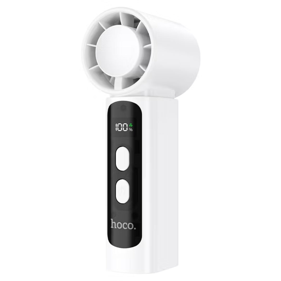 HOCO HX601 High-Speed Portable Handheld & Desktop Fan with 100 Airflow Levels – White