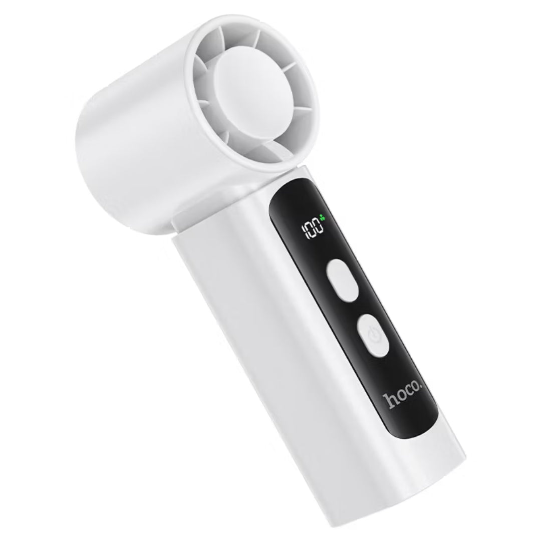 HOCO HX601 High-Speed Portable Handheld & Desktop Fan with 100 Airflow Levels – White