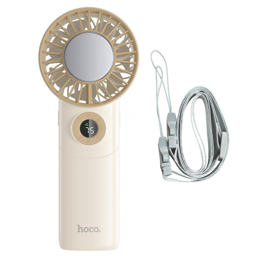 HOCO HX605 Ice Pack Series Foldable Semiconductor Cooling Fan with Digital Display – Beige