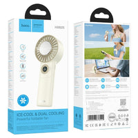 HOCO HX605 Ice Pack Series Foldable Semiconductor Cooling Fan with Digital Display – Beige