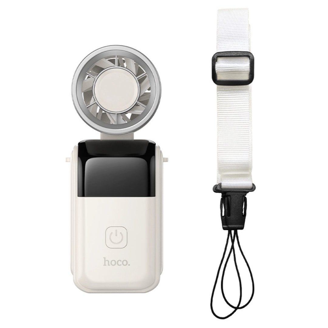 HOCO HX606 Mini Foldable Portable Hand Fan with 100 Airflow Levels & LED Display – Beige