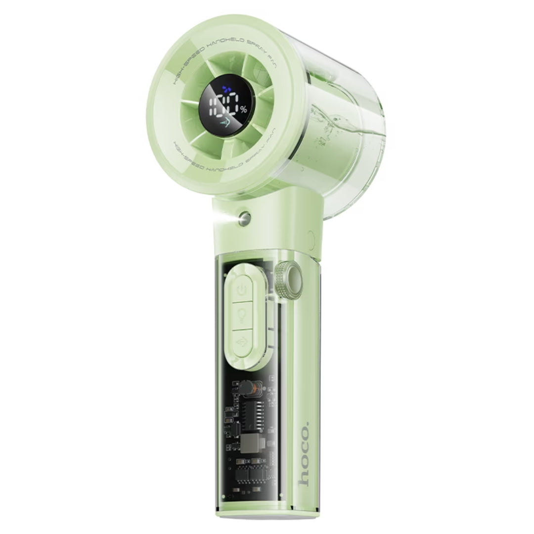 HOCO HX614 Spray Series Portable Fan with Humidifier, 100-Speed Airflow & LED Display – 4 Colors