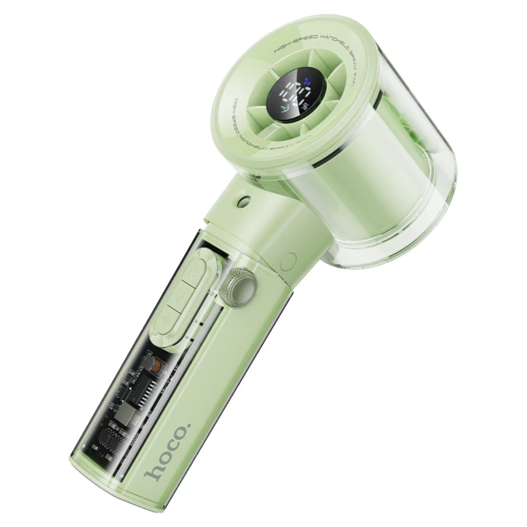 HOCO HX614 Spray Series Portable Fan with Humidifier, 100-Speed Airflow & LED Display – 4 Colors