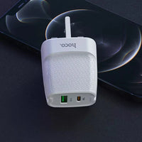 C85B Bright dual port PD20W+QC3.0 charger(UK) - White - Saif Al Najmi KwChargersHocoSaif Al Najmi KwHOCO C85B129675C85B Bright dual port PD20W+QC3.0 charger(UK) - White - Saif Al Najmi Kw