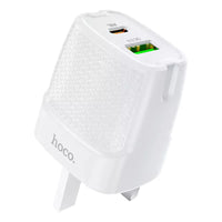C85B Bright dual port PD20W+QC3.0 charger(UK) - White - Saif Al Najmi KwChargersHocoSaif Al Najmi KwHOCO C85B129675C85B Bright dual port PD20W+QC3.0 charger(UK) - White - Saif Al Najmi Kw