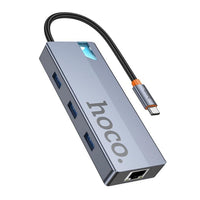 Hoco HB51 6 - in - 1 Type - C Multiport Converter – HDMI, RJ45, PD & 3x USB 3.0 Hub - Saif Al Najmi KwUSB HubHocoSaif Al Najmi KwHoco HB51 6 - in - 1 Type - C Multiport Converter – HDMI, RJ45, PD & 3x USB 3.0 Hub - Saif Al Najmi Kw