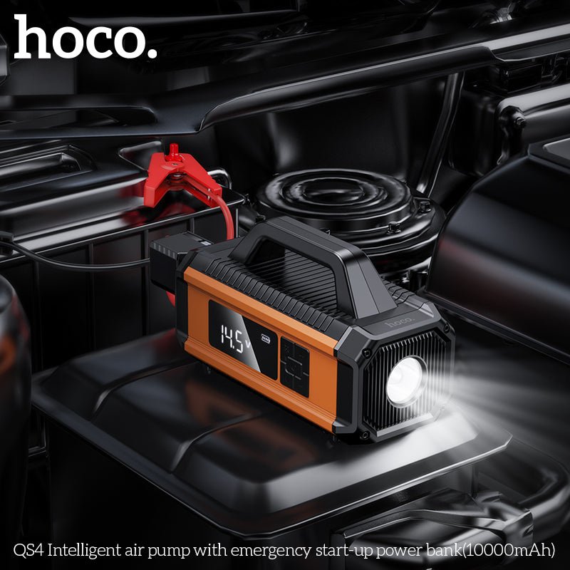 Hoco QS4 Air Pump with Emergency Start Power Bank 10000mAh - Multi - Function Portable Power - Saif Al Najmi KwCar Jump StarterHocoSaif Al Najmi KwHoco QS4 Air Pump with Emergency Start Power Bank 10000mAh - Multi - Function Portable Power - Saif Al Najmi Kw