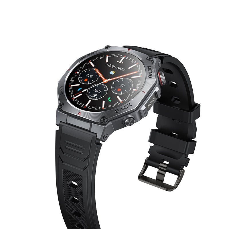 HOCO Y37 AMOLED GPS Smart Sport Watch with Calling Black - Saif Al Najmi KwSmart WatchesHocoSaif Al Najmi KwHOCO Y37 AMOLED GPS Smart Sport Watch with Calling Black
