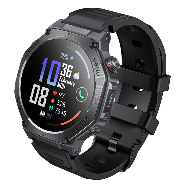 HOCO Y37 AMOLED GPS Smart Sport Watch with Calling Black - Saif Al Najmi KwSmart WatchesHocoSaif Al Najmi KwHOCO Y37 AMOLED GPS Smart Sport Watch with Calling Black