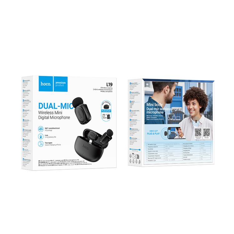 Hoco L19 Graceful Dual Mic Lavalier Wireless Microphone